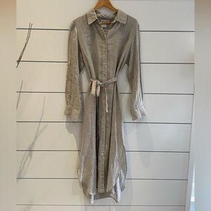 Finley Linen shirt dress with waist self tie